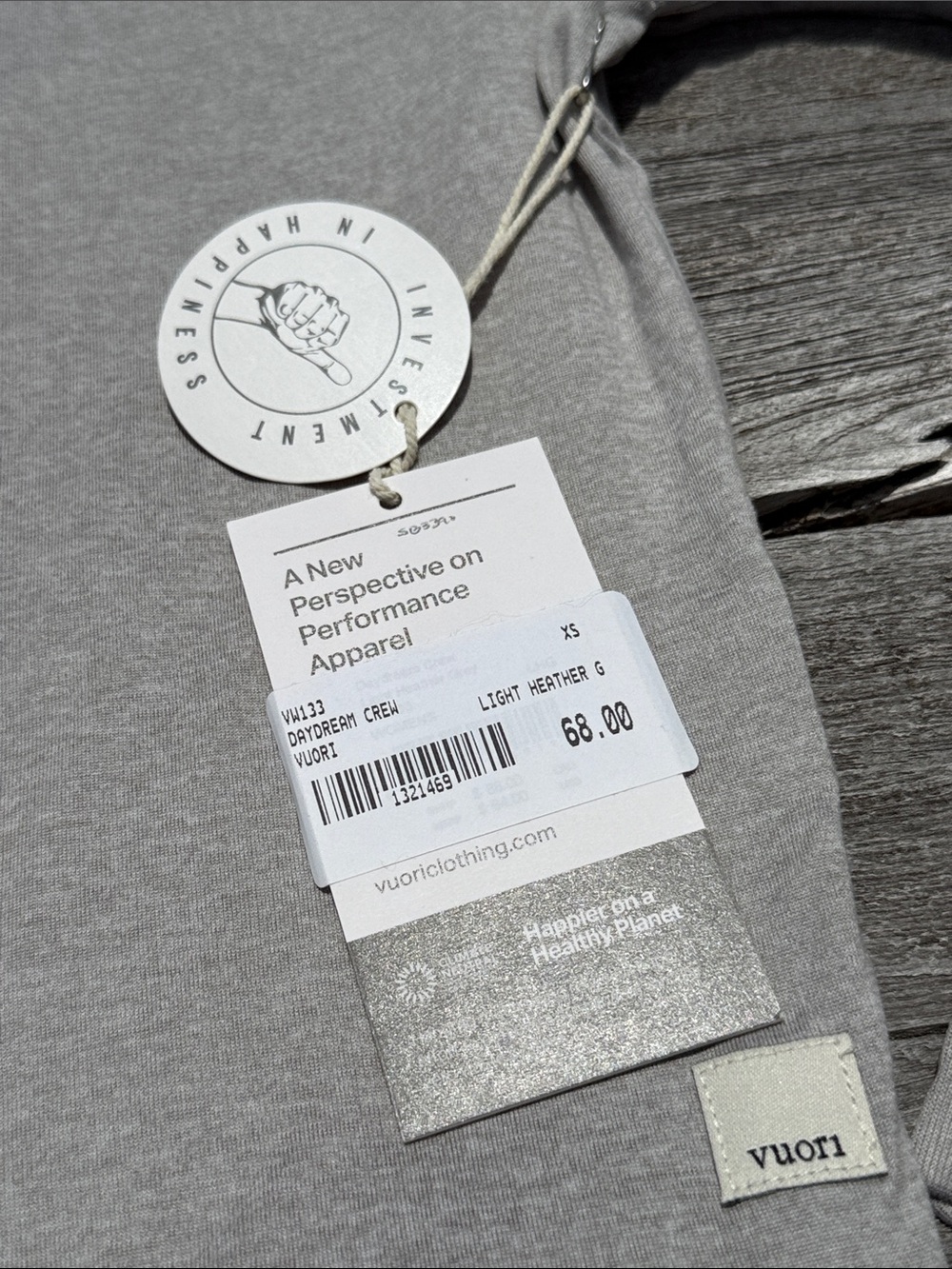VUORI Daydream Crew Long Sleeve Light Heather Grey Women's Size XS NWT - Picture 3 of 6